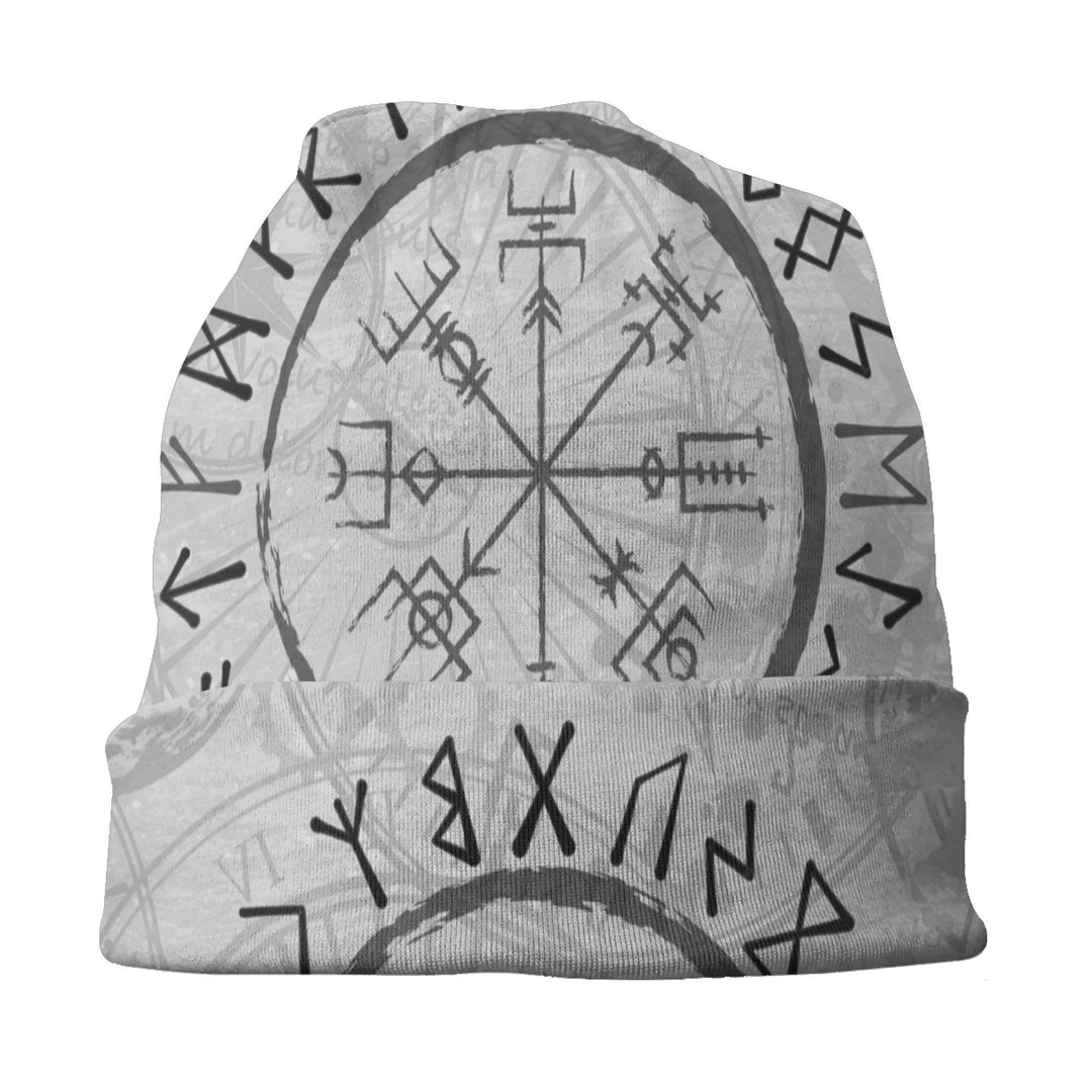 WorldNorse Grayscale Vegvisir Rune Matrix Beanie - image 1