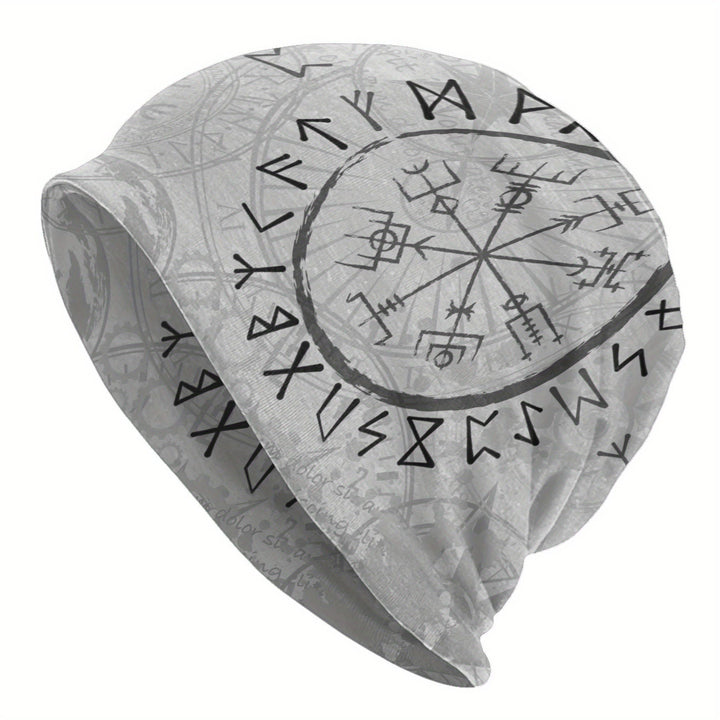 WorldNorse Grayscale Vegvisir Rune Matrix Beanie - image 0