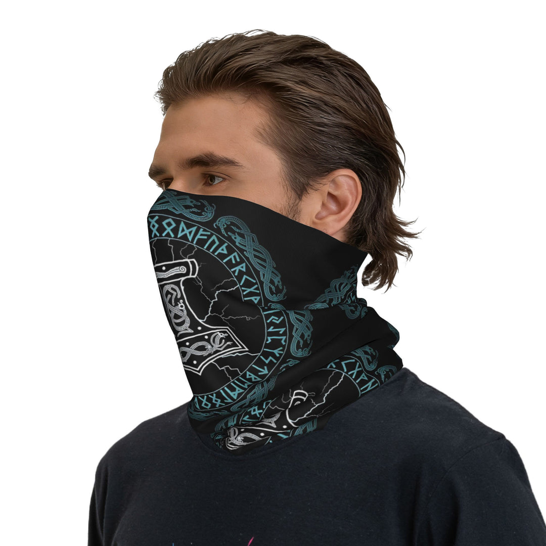 WorldNorse Stormwrought Hammer Knot Rune Face Mask & Neck Gaiter - 24 x 43 cm - image 0