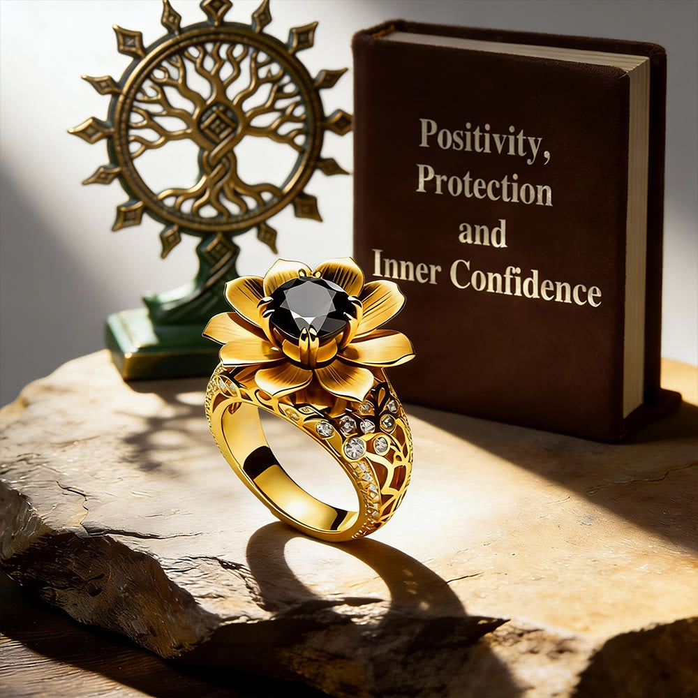 FREE Today: Sunflower with Black Onyx Hollow Ring - image 3