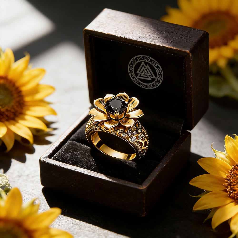 FREE Today: Sunflower with Black Onyx Hollow Ring - image 4