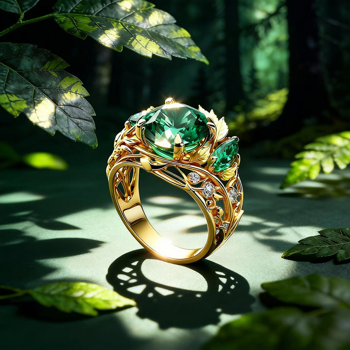 FREE Today: Yggdrasil Emerald Leaf Ring - US 10 - image 0