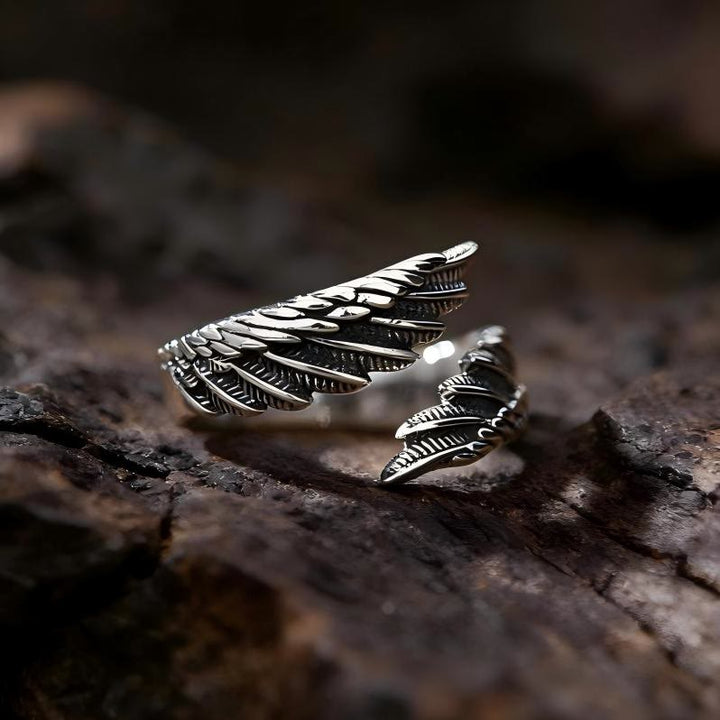 WorldNorse Forged Raven Wing Weft Ring - Adjustable - image 0