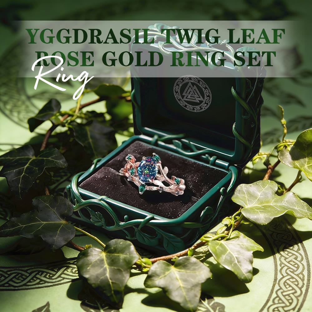 FREE Today: Yggdrasil Twig Leaf Rose Gold Ring Set - image 2