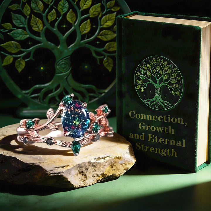 FREE Today: Yggdrasil Twig Leaf Rose Gold Ring Set - image 3