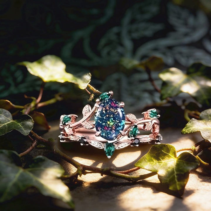 FREE Today: Yggdrasil Twig Leaf Rose Gold Ring Set - US 10 - image 0