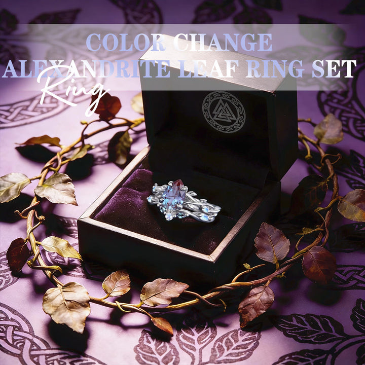FREE Today: Color Change Alexandrite Leaf Ring Set - image 2