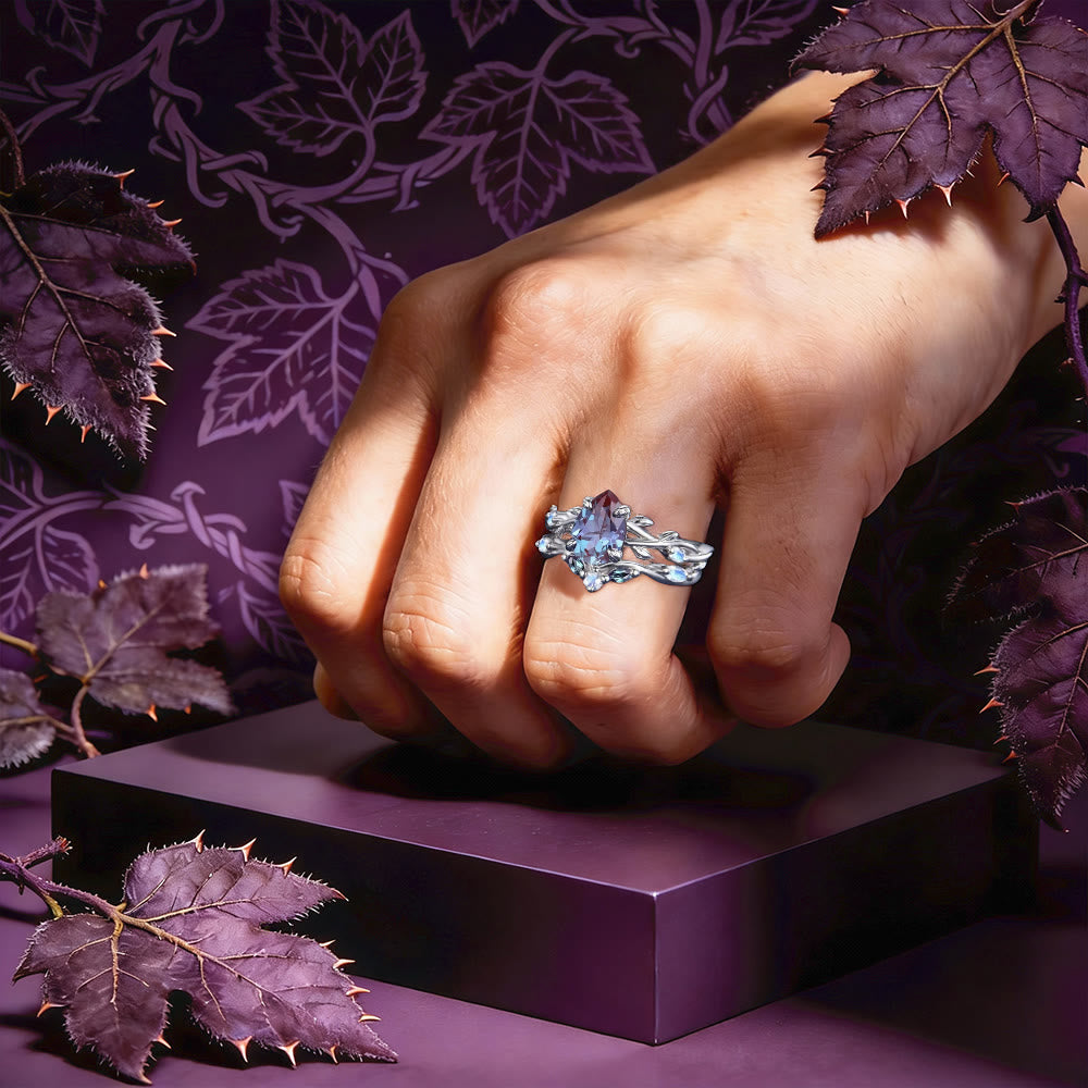 FREE Today: Color Change Alexandrite Leaf Ring Set - image 1