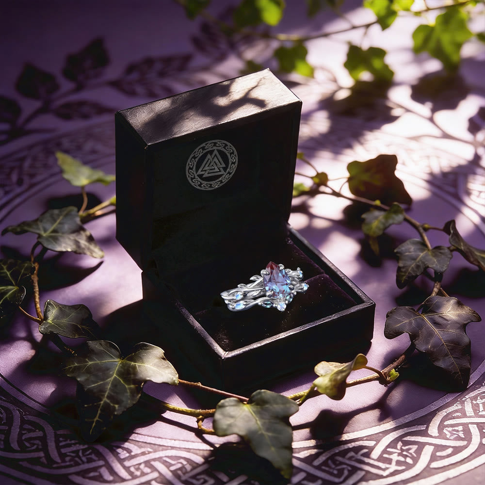 FREE Today: Color Change Alexandrite Leaf Ring Set - image 4