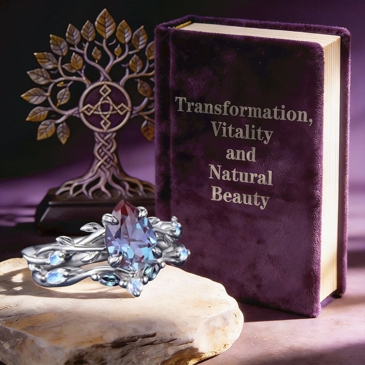 FREE Today: Color Change Alexandrite Leaf Ring Set - image 3