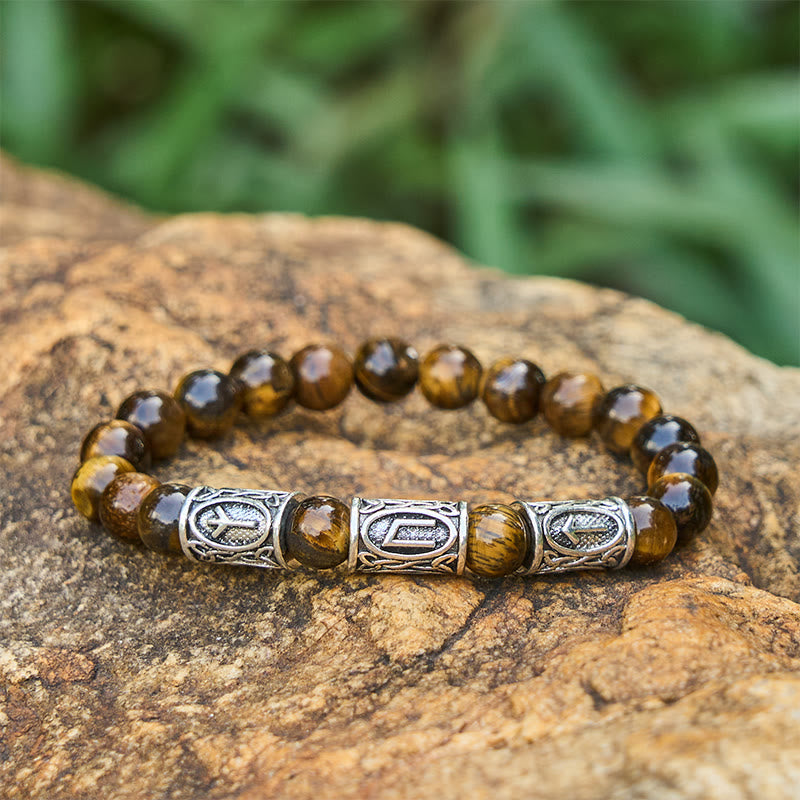 WorldNorse Viking Rune Variegated Crystal Beaded Bracelet - Tiger-Eye - image 13