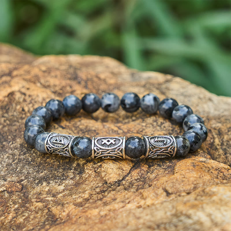 WorldNorse Viking Rune Variegated Crystal Beaded Bracelet - Labradorite - image 9