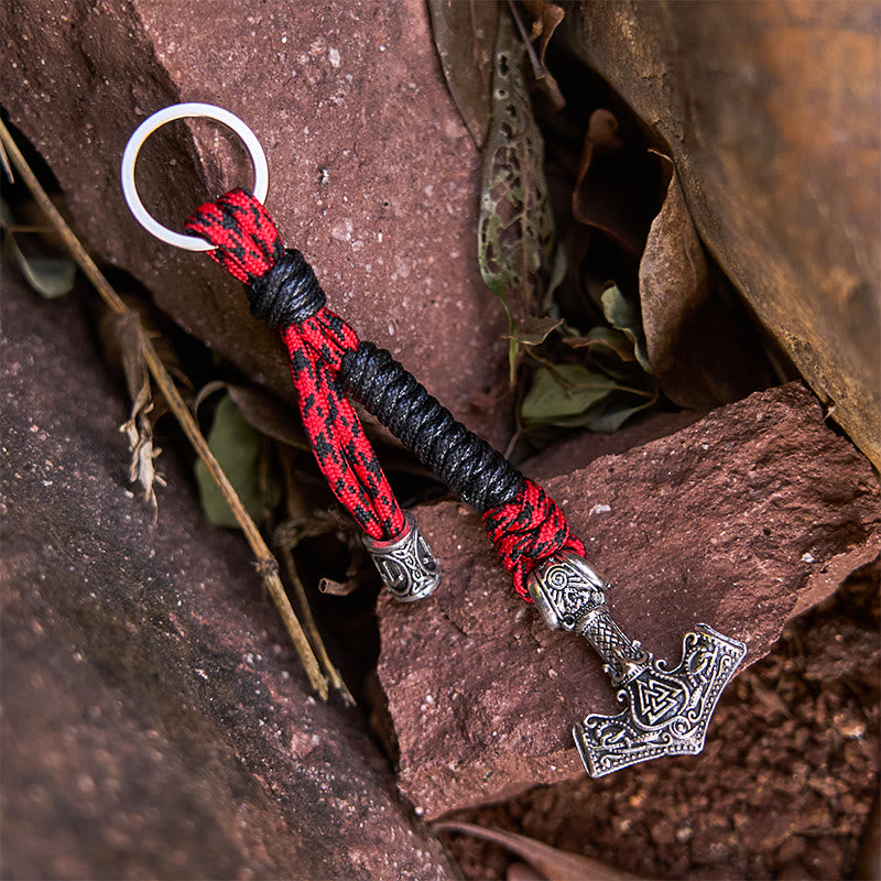 WorldNorse Thors Hammer Rune Braided Keychain - image 3