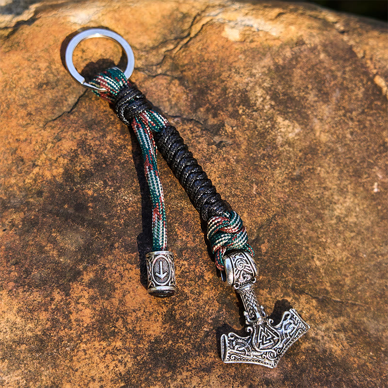 WorldNorse Thors Hammer Rune Braided Keychain - Camouflage Mix - image 5