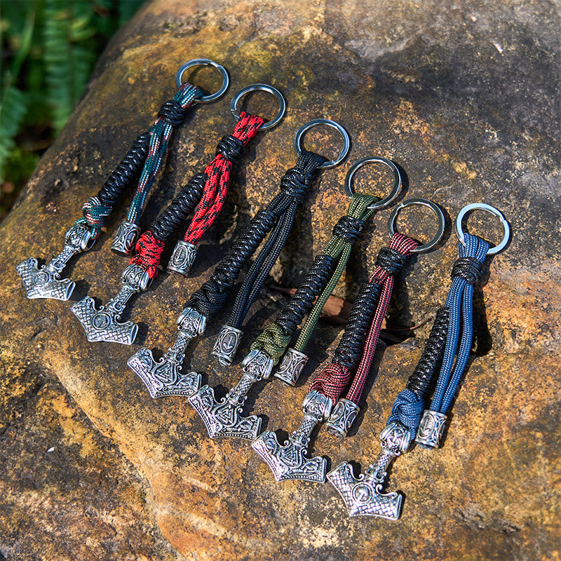 WorldNorse Thors Hammer Rune Braided Keychain - image 0