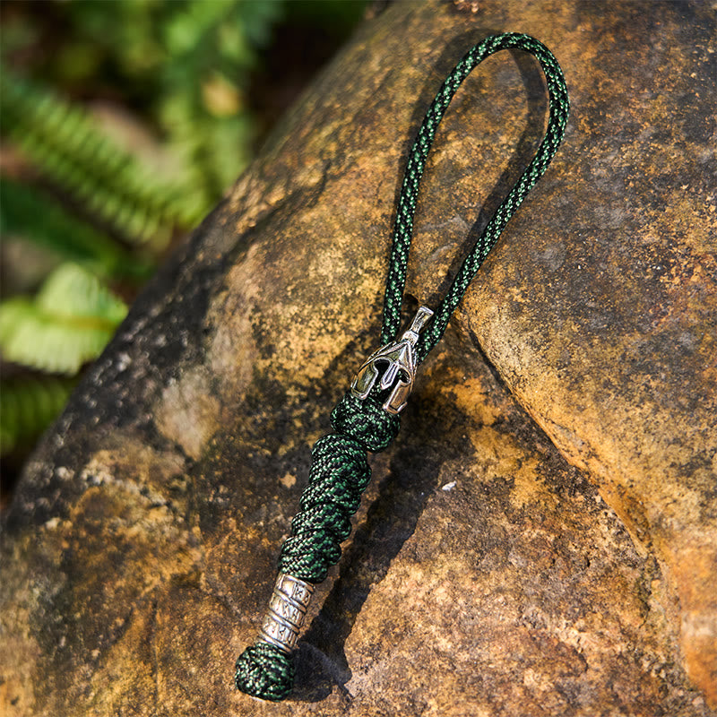 WorldNorse Rune Shaft Talisman Multihue Braided Keychain - Camo Green - image 1