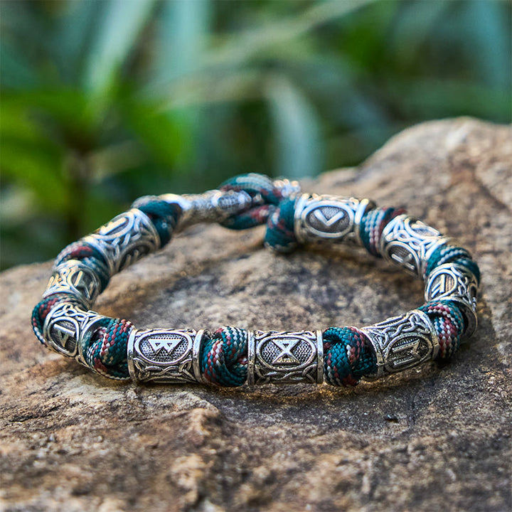 WorldNorse Viking Axe Rune Intertwine Braided Bracelet - Camouflage Mix - 23cm - image 0