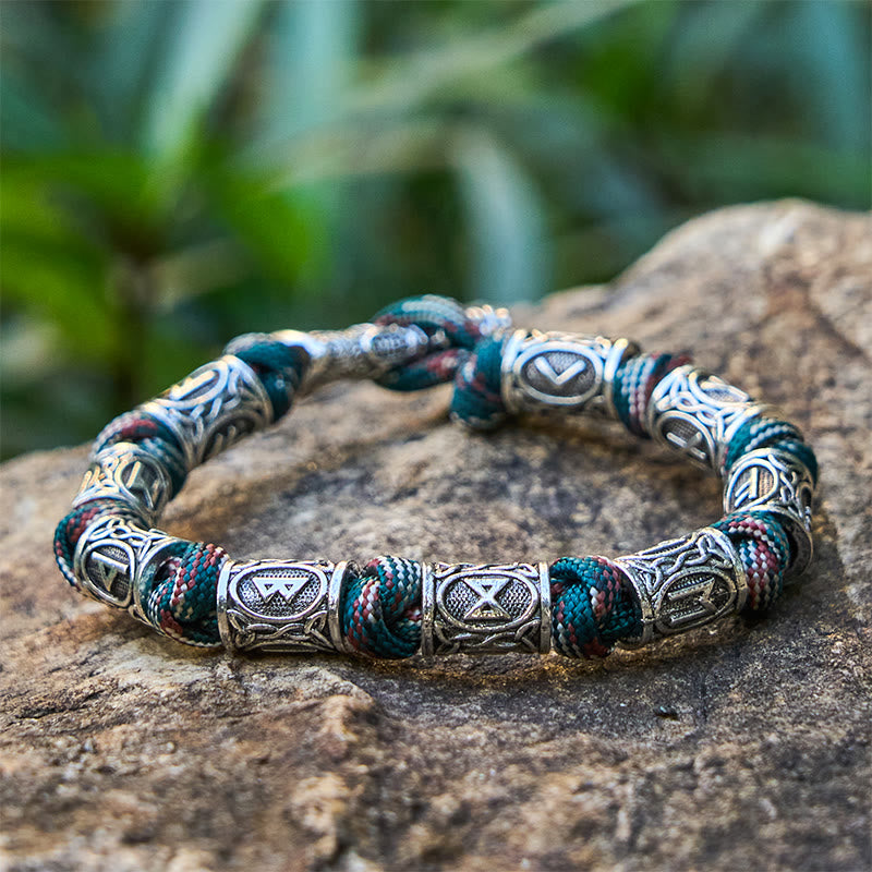 WorldNorse Viking Axe Rune Intertwine Braided Bracelet - Camouflage Mix - 23cm - image 0