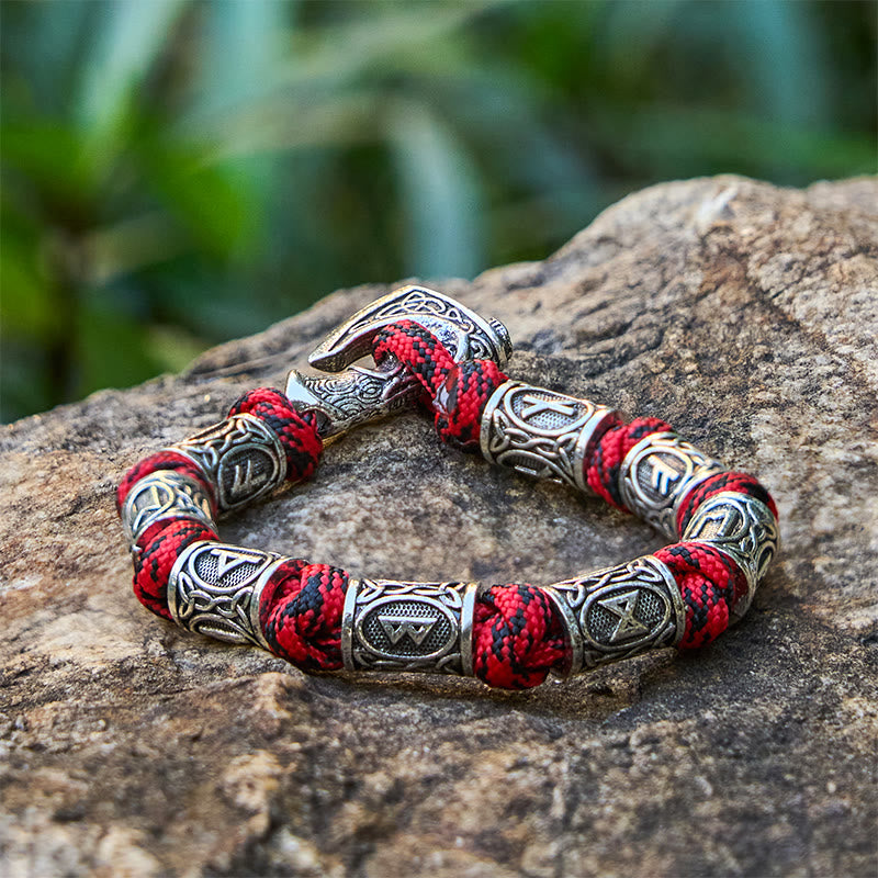 WorldNorse Viking Axe Rune Intertwine Braided Bracelet - Camouflage Red - 23cm - image 4