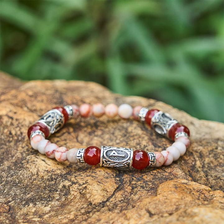 WorldNorse Rune Chromatic Crystal Beaded Bracelet - Red Agate - image 11