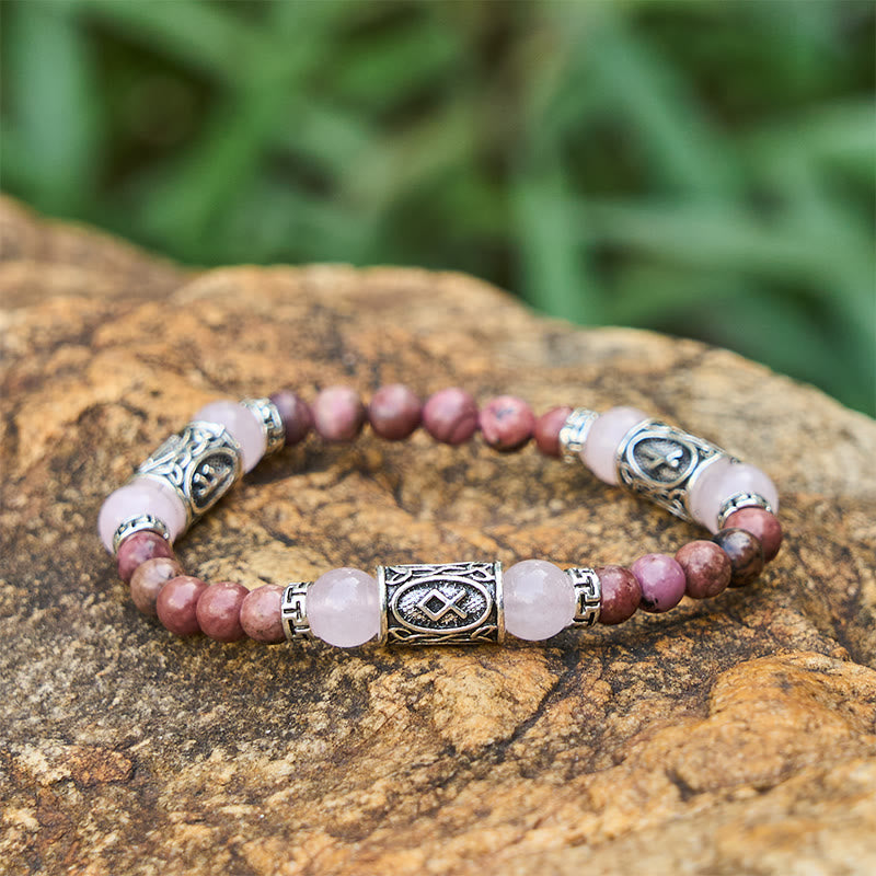WorldNorse Rune Chromatic Crystal Beaded Bracelet - Rose Quartz - image 17