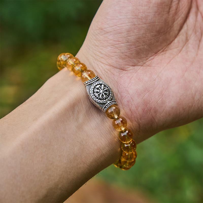 WorldNorse Viking Runes Vegvisir Crystal Beaded Bracelet - image 1