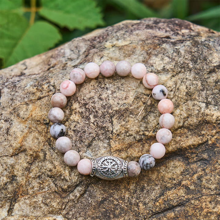 WorldNorse Viking Runes Vegvisir Crystal Beaded Bracelet - Zebra - image 8
