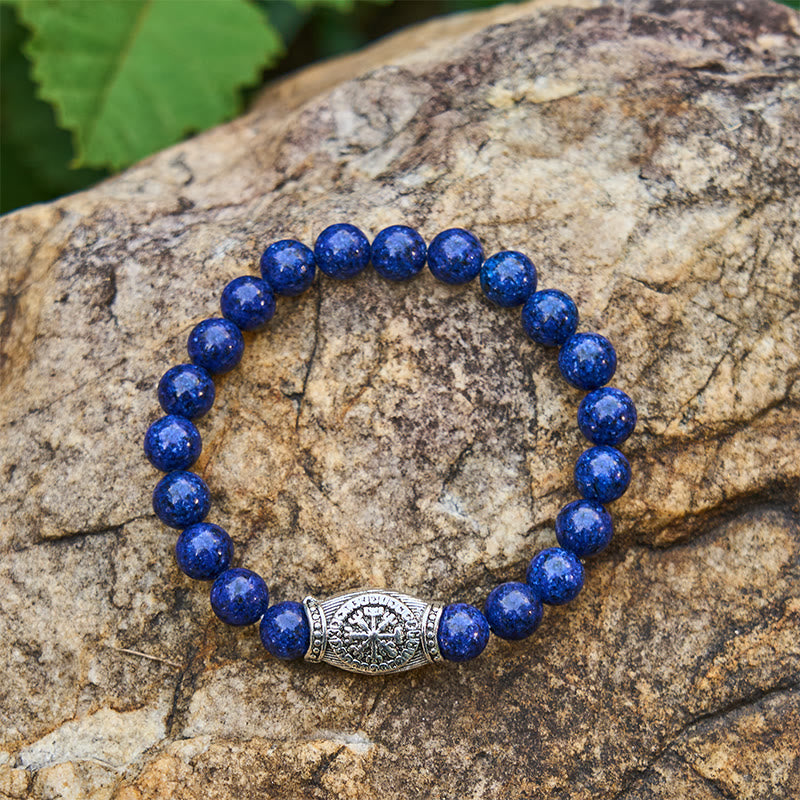 WorldNorse Viking Runes Vegvisir Crystal Beaded Bracelet - Lapis Lazuli - image 6