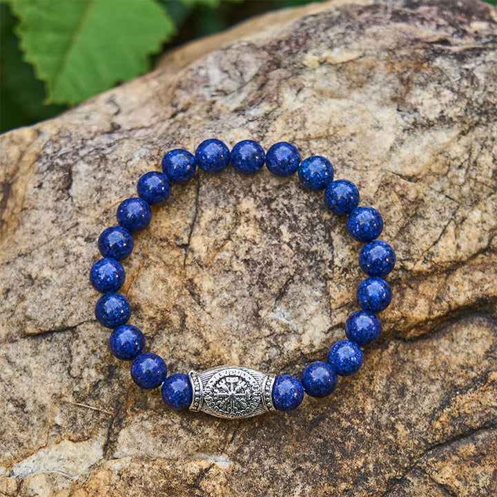 WorldNorse Viking Runes Vegvisir Crystal Beaded Bracelet - Lapis Lazuli - image 6