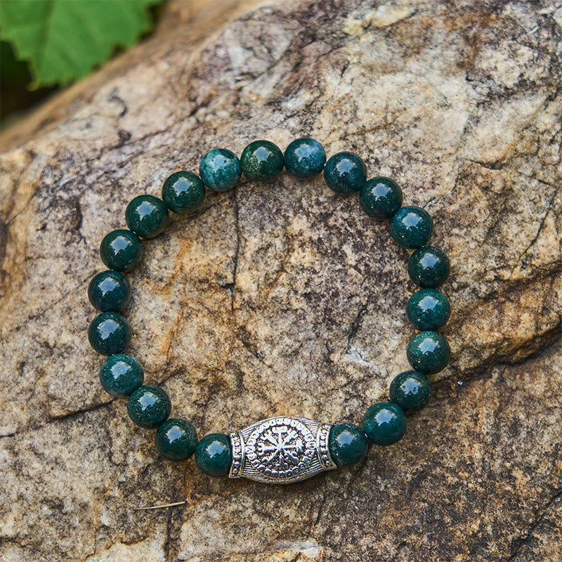 WorldNorse Viking Tiger Head Paracord Braided Bracelet - Moss Agate - image 3