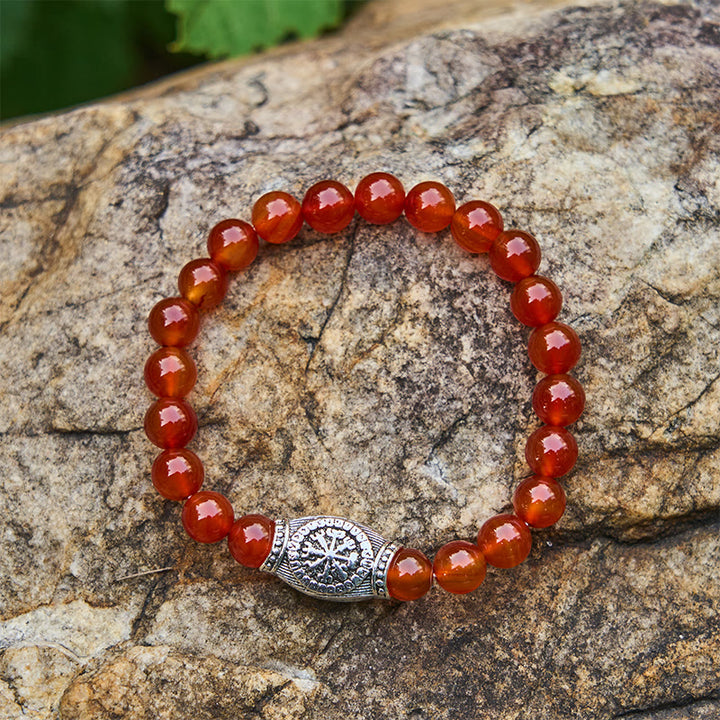 WorldNorse Viking Runes Vegvisir Crystal Beaded Bracelet - Red Agate - image 21