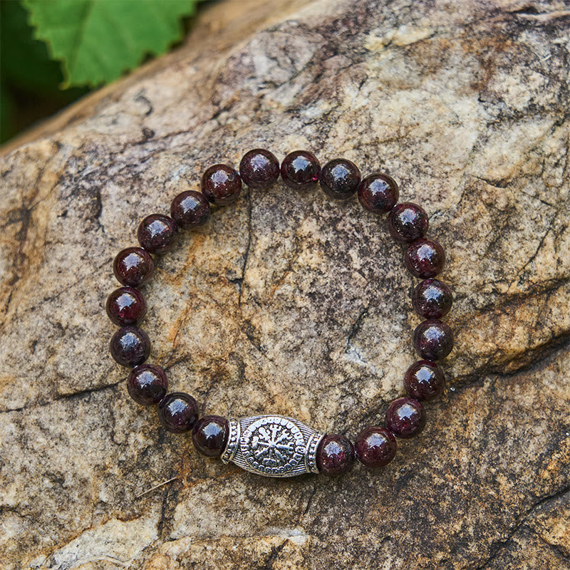 WorldNorse Viking Runes Vegvisir Crystal Beaded Bracelet - Garnet - image 17