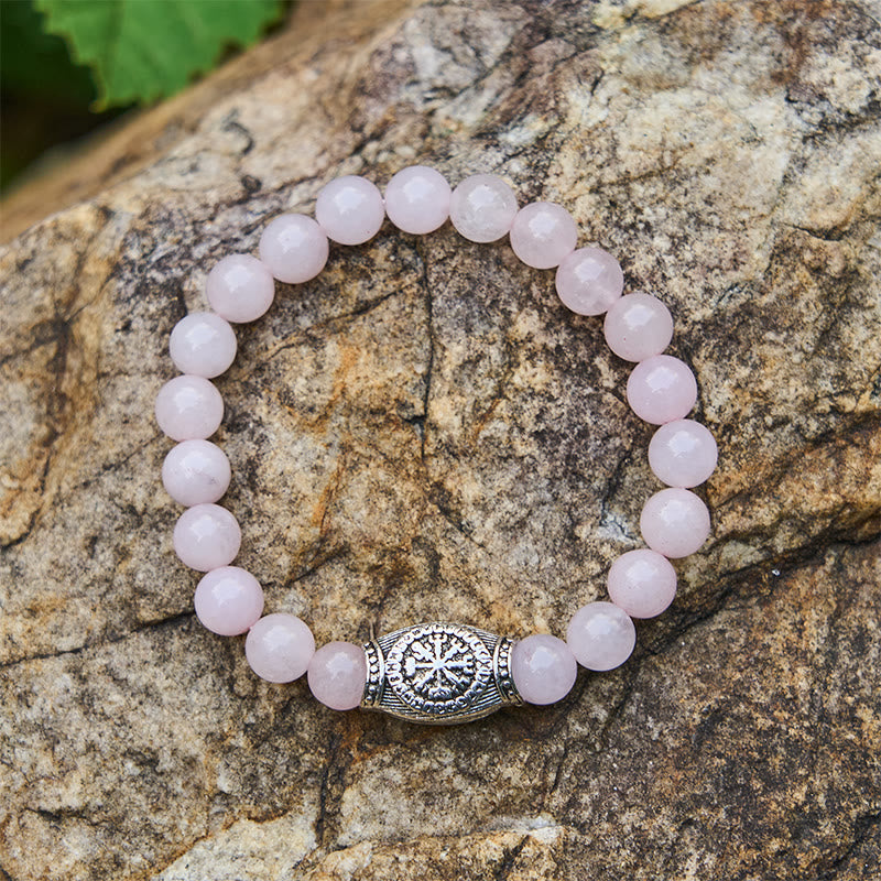 WorldNorse Viking Runes Vegvisir Crystal Beaded Bracelet - Rose Quartz - image 18