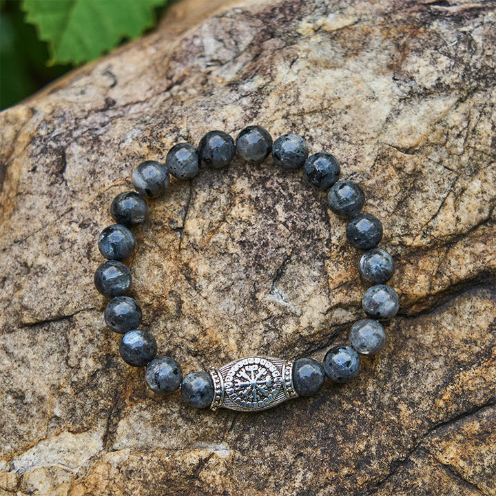 WorldNorse Viking Runes Vegvisir Crystal Beaded Bracelet - Labradorite - image 13