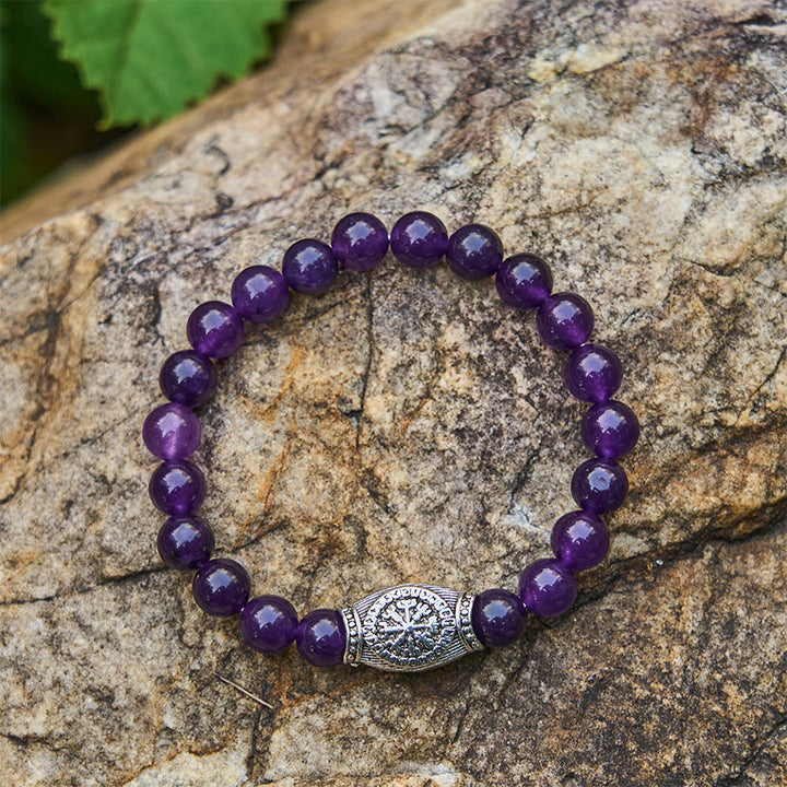 WorldNorse Viking Runes Vegvisir Crystal Beaded Bracelet - Amethyst - image 10