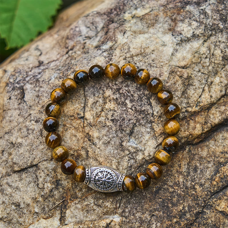 WorldNorse Viking Runes Vegvisir Crystal Beaded Bracelet - Tiger-Eye - image 15