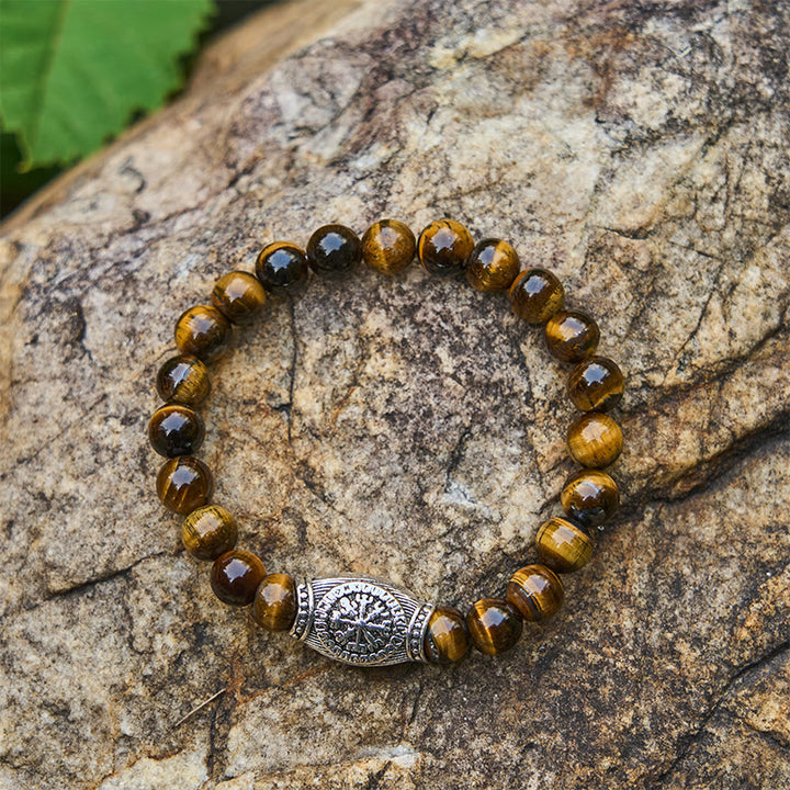 WorldNorse Viking Runes Vegvisir Crystal Beaded Bracelet - Tiger-Eye - image 15