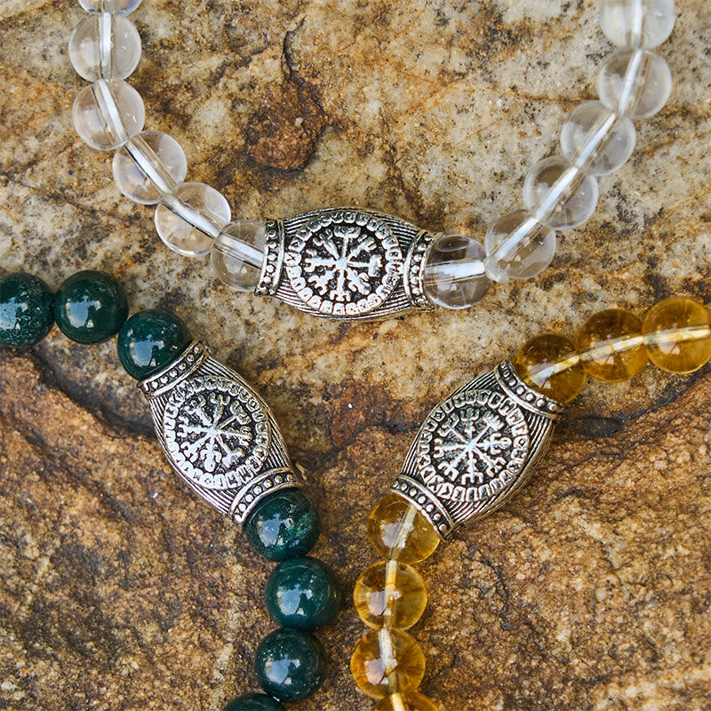 WorldNorse Viking Runes Vegvisir Crystal Beaded Bracelet - image 2