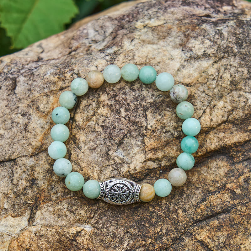 WorldNorse Viking Runes Vegvisir Crystal Beaded Bracelet - Amazonite - image 14