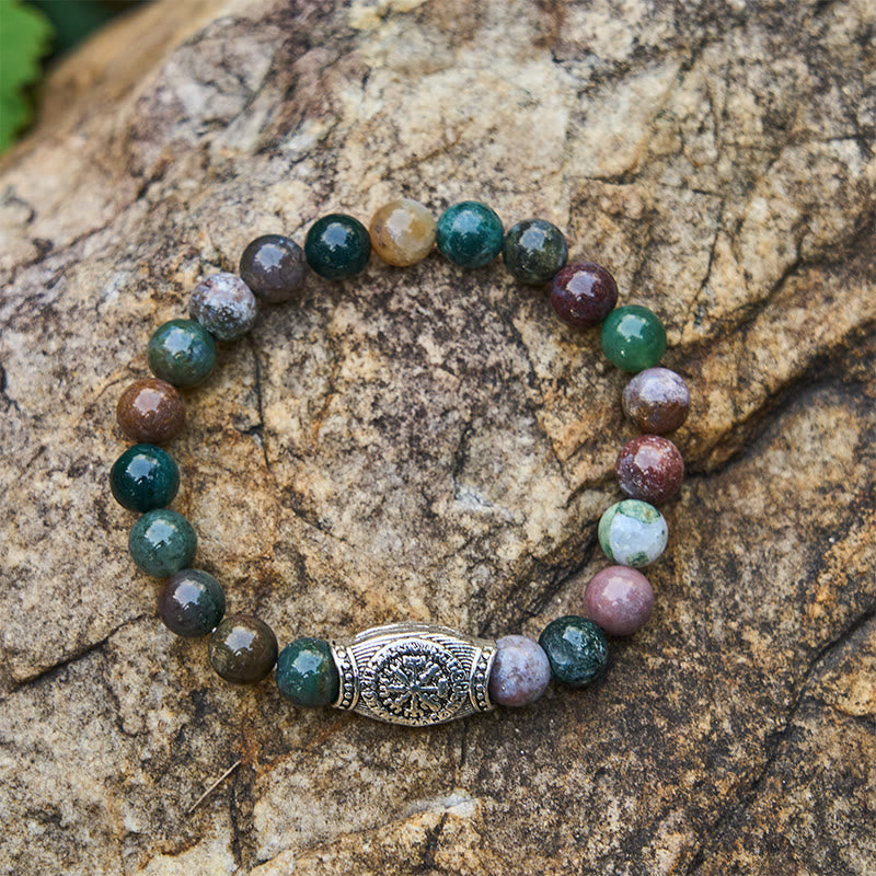 WorldNorse Viking Runes Vegvisir Crystal Beaded Bracelet - India Agate - image 20