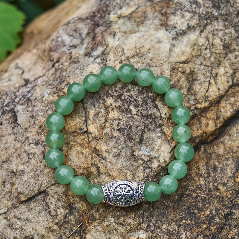 WorldNorse Viking Runes Vegvisir Crystal Beaded Bracelet - Green Aventurine - image 11
