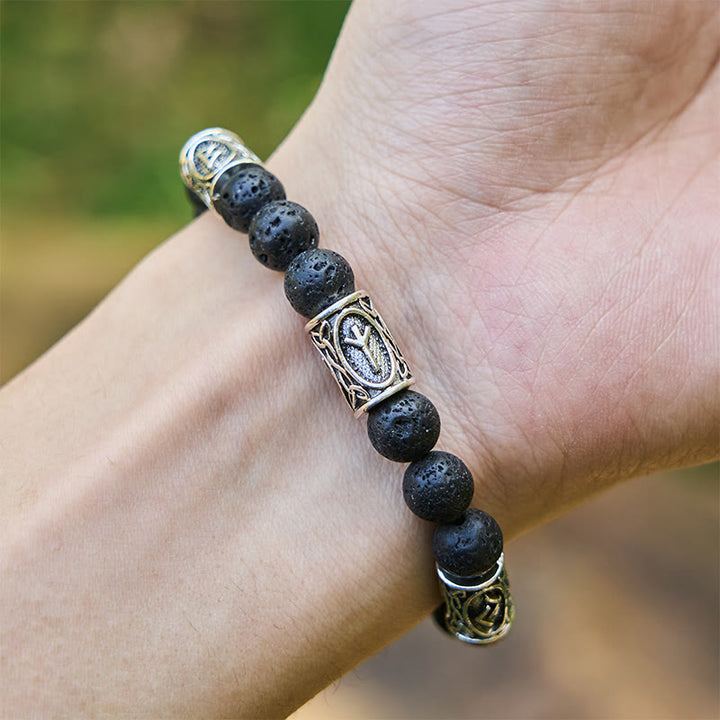 WorldNorse Rune Lava Rock Beaded Bracelet - image 4