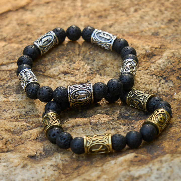WorldNorse Rune Lava Rock Beaded Bracelet - image 0