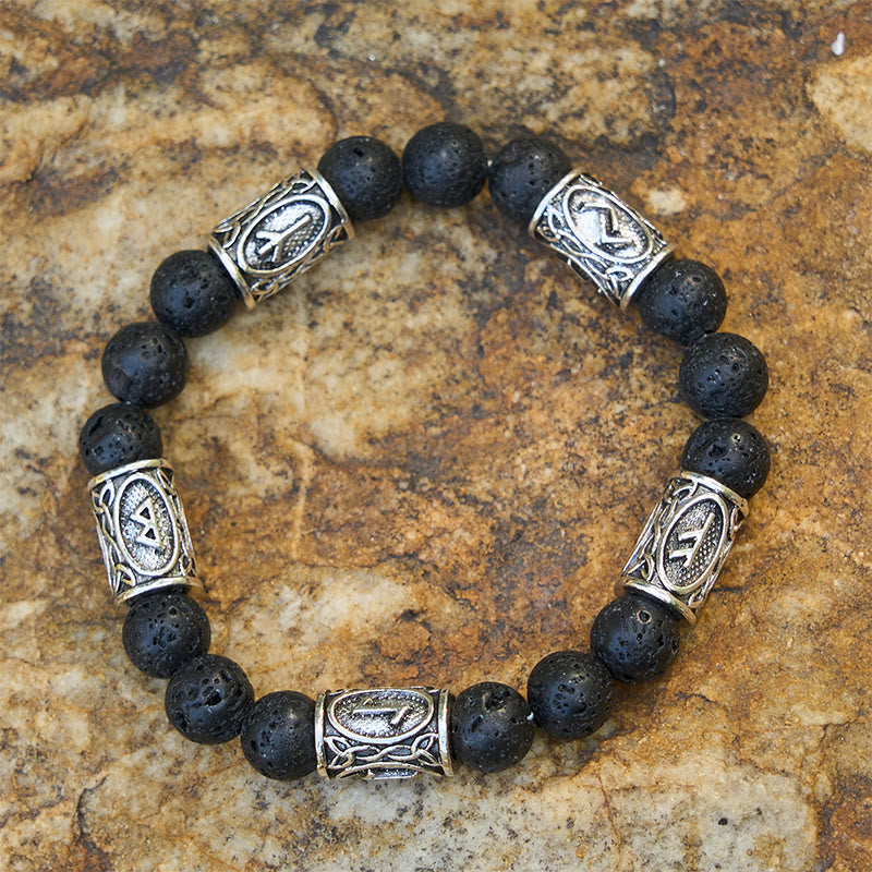 WorldNorse Rune Lava Rock Beaded Bracelet - image 2