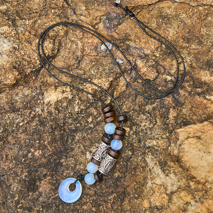 WorldNorse Viking Iridescent Talisman Beaded Necklace - Opalite - image 0