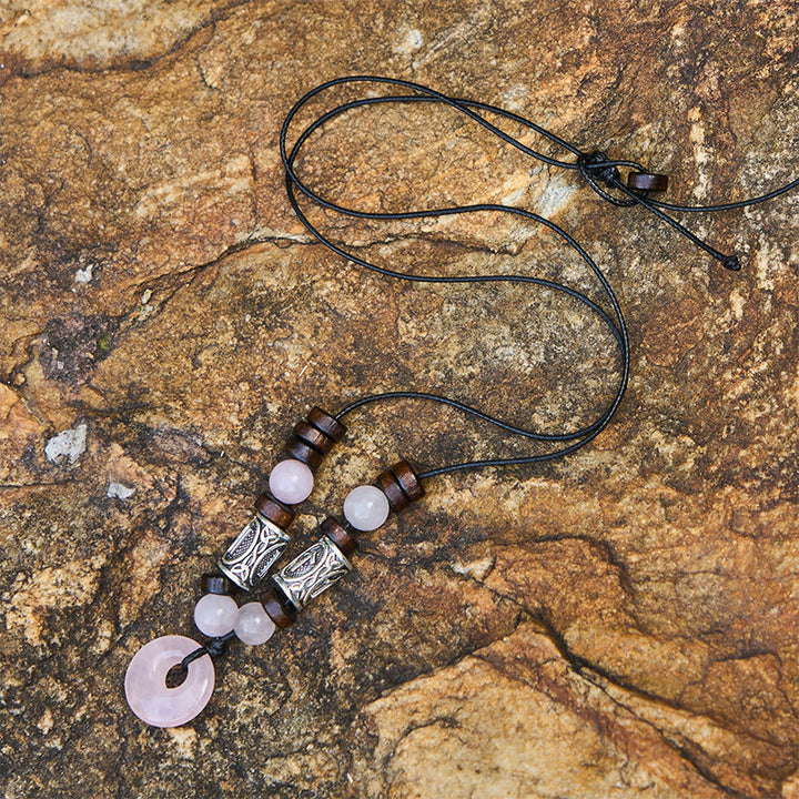 WorldNorse Viking Iridescent Talisman Beaded Necklace - Rose Quartz - image 7