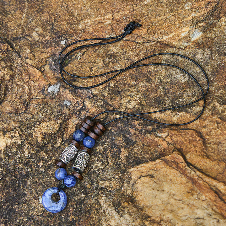 WorldNorse Viking Iridescent Talisman Beaded Necklace - Blue Lace Agate - image 11