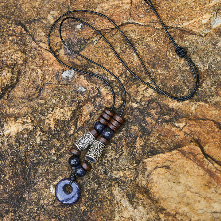 WorldNorse Viking Iridescent Talisman Beaded Necklace - Blue Goldstone - image 10