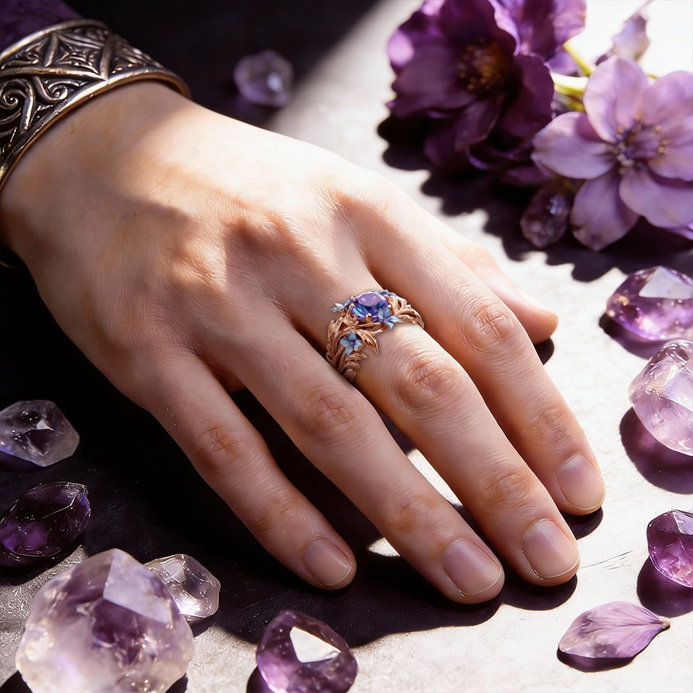 FREE Today: Iridescent Forget-Me-Not Floral Vine Ring - image 1
