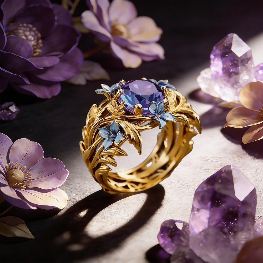 FREE Today: Iridescent Forget-Me-Not Floral Vine Ring - Gold - US 10 - image 10